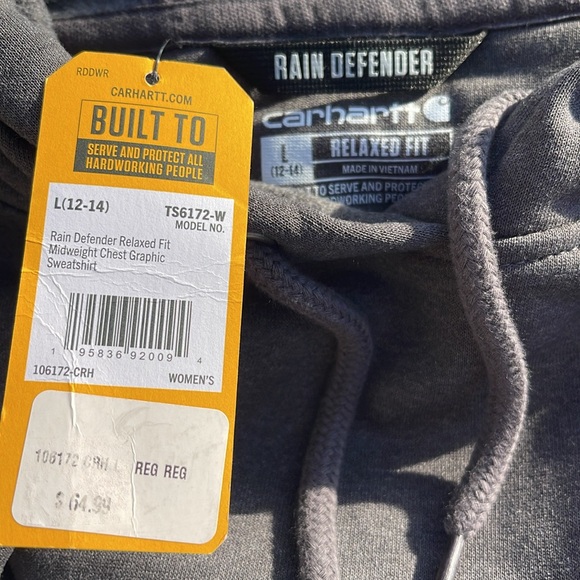 Carhartt grey hoodie sweatshirt sz large new with tags - Picture 6 of 9